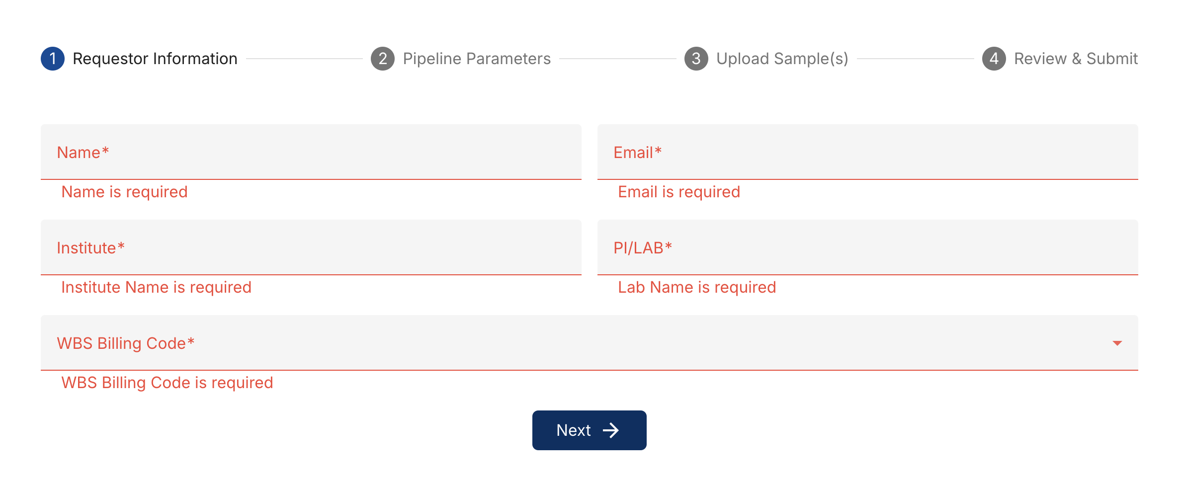 requestor information